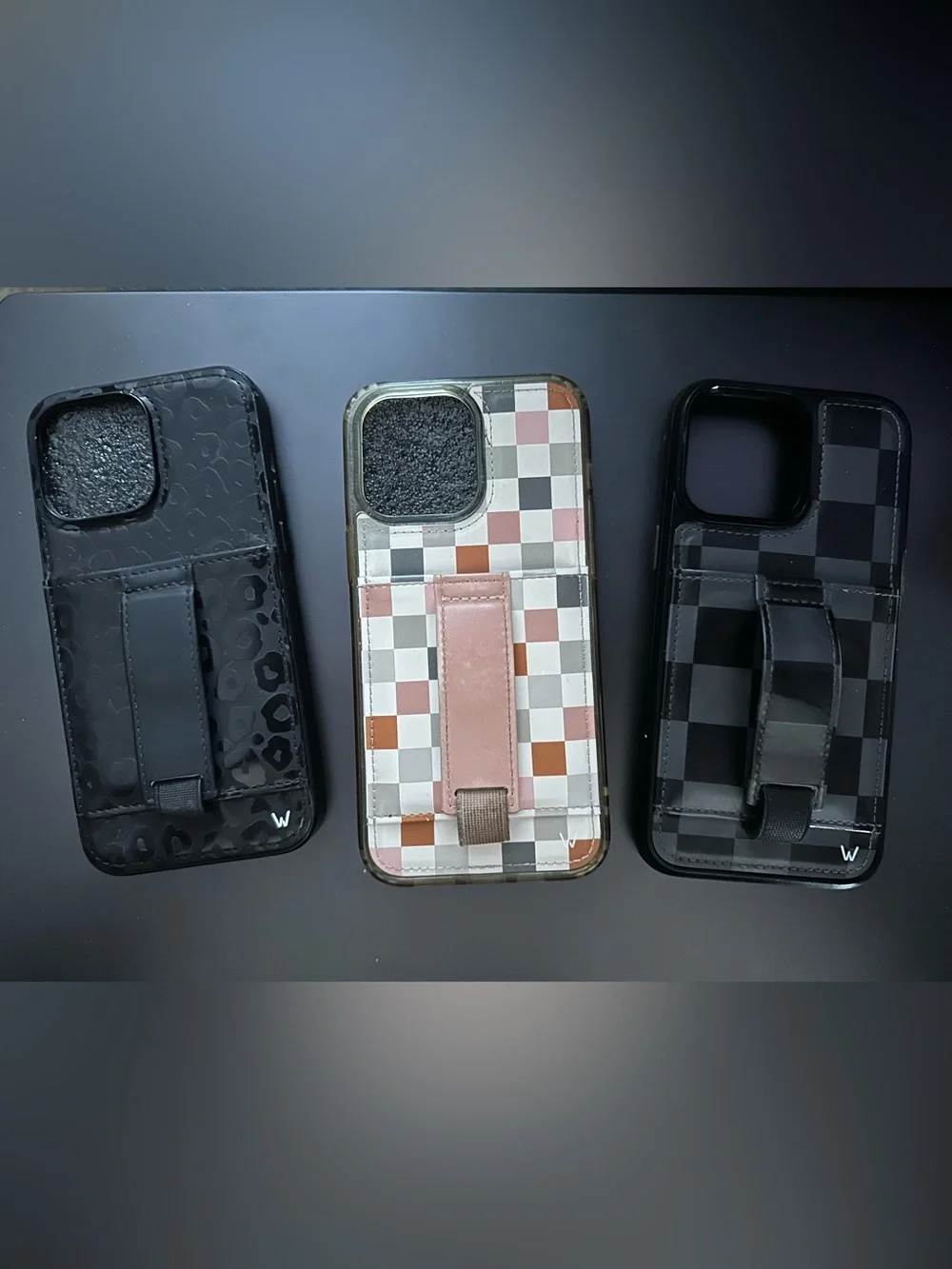 Leopard print, Neutral and Black check iPhone 14 Pro Max Walli cases.